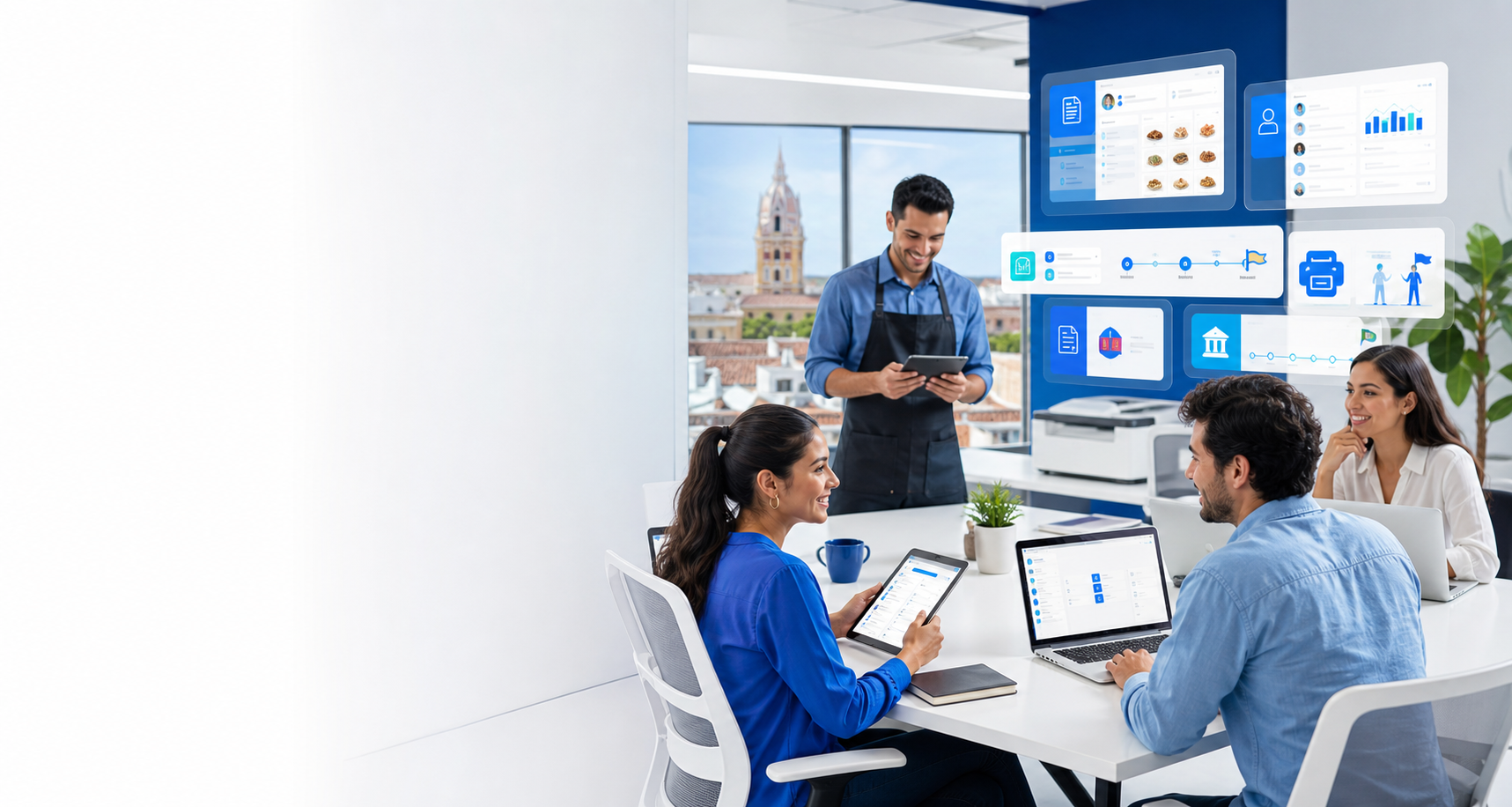 Equipo colombiano usando las soluciones empresariales Abctotal